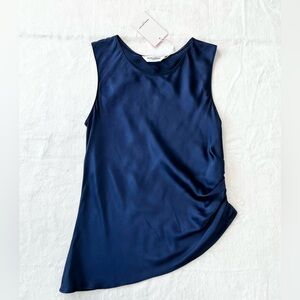 AMANDA UPRICHARD Darah 100% Silk Women’s Top Navy size S NWT